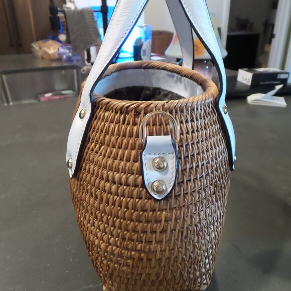 Pulicati Handmade Bag Cane Rattan Basket Cinch-up Handbag - Picture 3 of 7